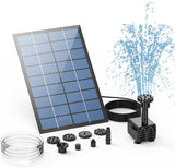 AISITIN 2.5W Solar Fountain Pump,with 6Nozzles and 4ft Water Pipe,Solar Powered Pump for Bird Bath,Pond,Garden and Other Places