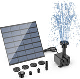 AISITIN 2.5W Solar Fountain Pump,with 6Nozzles and 4ft Water Pipe,Solar Powered Pump for Bird Bath,Pond,Garden and Other Places