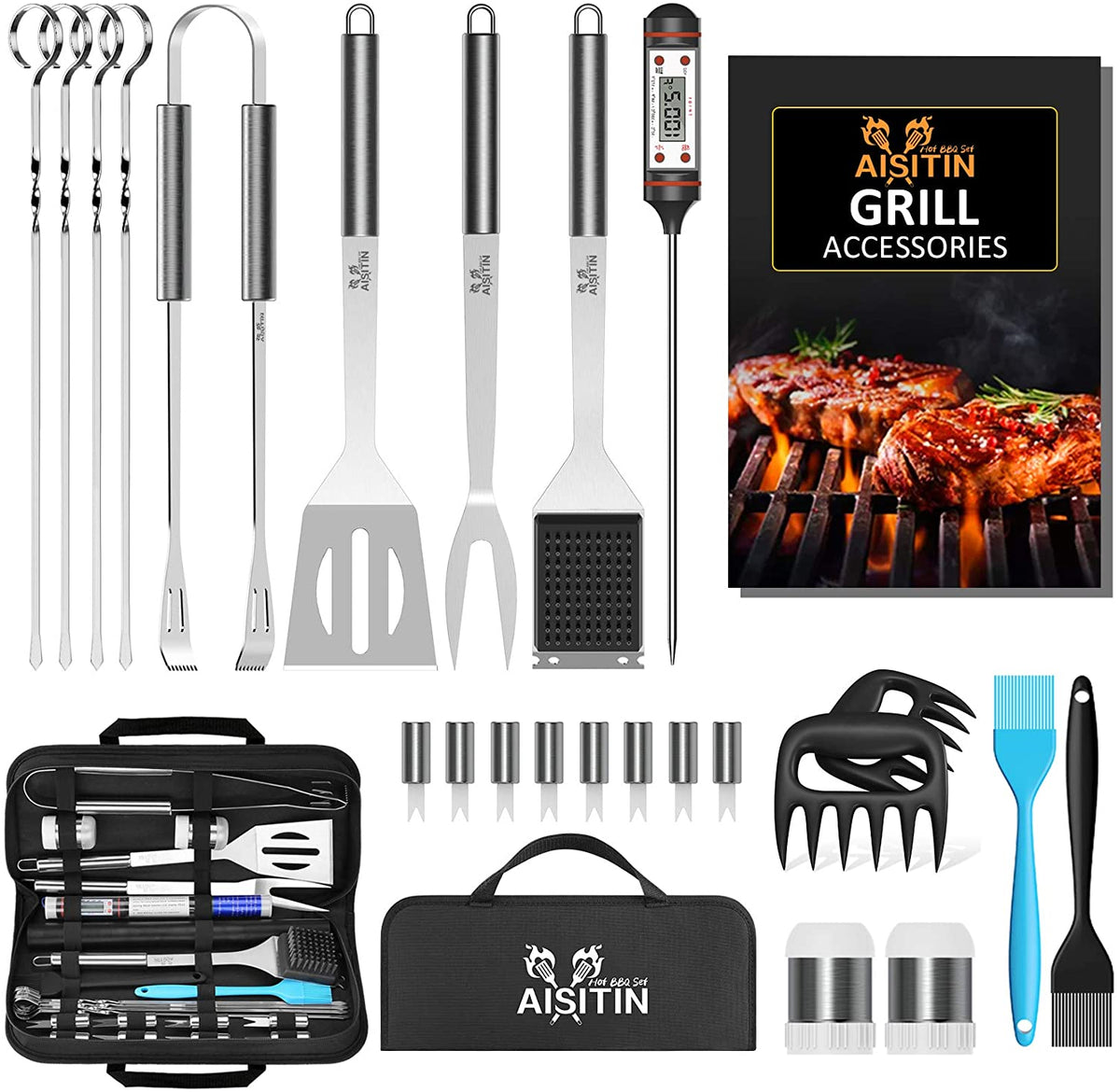 AISITIN 25Pcs Grill Accessories Set, Grilling Utensils Set with Stainl –  Mooroer Online
