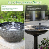 AISITIN 3.5W LED Solar Fountain for Birdbath, Solar Water Fountains with 3000mAh Battery 6 Nozzles, Solar Powered Fountain Pump