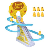 DIY Rail Racing Track Electric Small Duck Climbing Stairs  Toys Music Roller Coaster Toy For Kids Gift