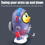 34/5000    Electric robot Duck toy dance walk space Duck educational toy play with music light interactive singing toy
