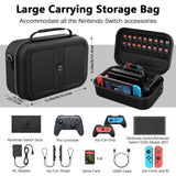 HEYSTOP Nintendo Switch Case & Accessories Bundle , 12 in 1 Hard Shell Travel Case, TPU Protective Cover, Joy-Con Grips & More - Compatible with 2021 OLED Model