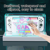Mooroer Switch protective case for Nintendo Switch/OLED Dock, dust cover dust cover for Nintendo Switch/Switch OLED accessory with 20 colors LED light anti-dust/scratch protection, game theme edition