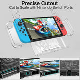 HEYSTOP Switch Case for Nintendo Switch Case Dockable with Screen Protector, Clear Protective Case Cover for Nintendo Switch and JoyCon Controller with a Switch Tempered Glass Screen Protector