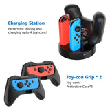HEYSTOP Switch Accessories Bundle 28 in 1 for Nintendo Switch, Gift Kit with Carrying Case, Dockable Protective Case Cover, Screen Protector, Game Cards Case, Grip Charge Dock, Grip Cover,etc (Black)
