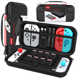 HEYSTOP Nintendo Switch Case, High Capacity Portable Switch Case with 8 Game Card Slots & Mesh Pocket Storage, Compatible with Nintendo Switch & OLED Models