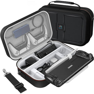 Mooroer Steam Deck Case - Large Hard Shell Storage Case for Nintendo DS Console & Accessories, Anti-Scratch & Waterproof, Double Zipper & Reinforced Handle(Steam Deck 2022 Compatible)
