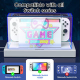 Mooroer Switch protective case for Nintendo Switch/OLED Dock, dust cover dust cover for Nintendo Switch/Switch OLED accessory with 20 colors LED light anti-dust/scratch protection, game theme edition