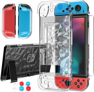 HEYSTOP Switch Case for Nintendo Switch Case Dockable with Screen Protector, Clear Protective Case Cover for Nintendo Switch and JoyCon Controller with a Switch Tempered Glass Screen Protector