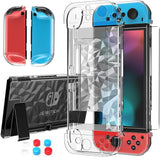 HEYSTOP Switch Case for Nintendo Switch Case Dockable with Screen Protector, Clear Protective Case Cover for Nintendo Switch and JoyCon Controller with a Switch Tempered Glass Screen Protector