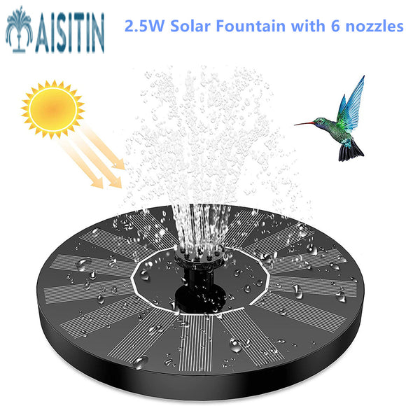 AISITIN 1.5W Solar Fountain Pump, with 6 nozzles Solar Bird Bath Fountain, Water Pump Floating Fountains Suitable for Ponds