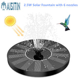 AISITIN 1.5W Solar Fountain Pump, with 6 nozzles Solar Bird Bath Fountain, Water Pump Floating Fountains Suitable for Ponds