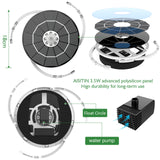 AISITIN 3.5W LED Solar Fountain for Birdbath, Solar Water Fountains with 3000mAh Battery 6 Nozzles, Solar Powered Fountain Pump
