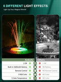 AISITIN Solar Fountain, Solar Bird Bath Fountains with 72 RGB LED Lights &amp; 6 Lighting Modes 3600mAh Battery with Remote for Pond