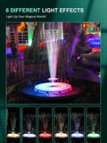 AISITIN Solar Fountain, Solar Bird Bath Fountains with 72 RGB LED Lights &amp; 6 Lighting Modes 3600mAh Battery with Remote for Pond