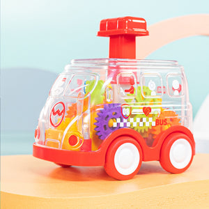 Children press gear transparent car inertia slide recovery car toy puzzle car