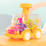 Children press gear transparent car inertia slide recovery car toy puzzle car