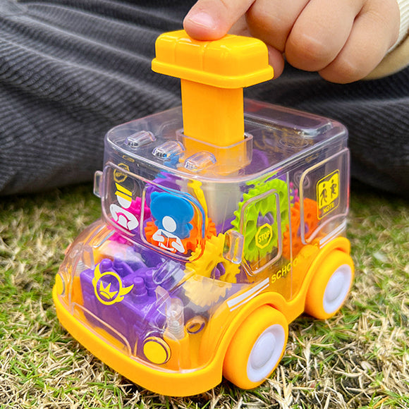 Children press gear transparent car inertia slide recovery car toy puzzle car